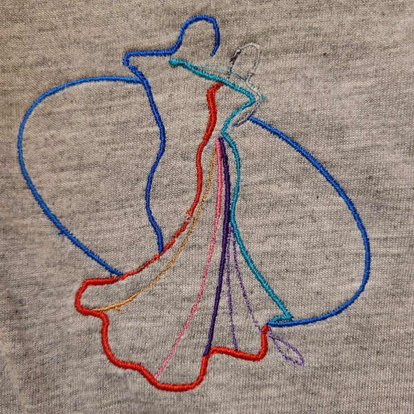 Ballroom Dancing Couple Outline in Circle - Hand Towel